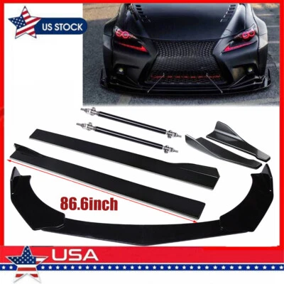 Front Bumper Lip Splitter+Side Skirt+Strut Rod Glossy For Lexus LS460 LS500 500h Foto 1 de 4