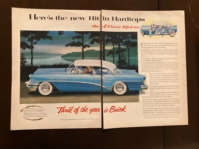 1955 BUICK RIVIERA  4 DOOR HARDTOP 2-Page color Time Magazine Print Ad - Image 1 of 2