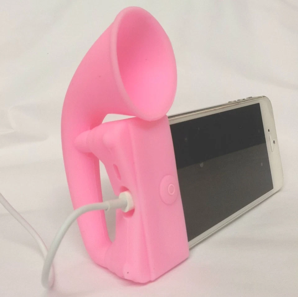  PINK Tragbarer Silikon Horn Verstärker Lautsprecher Schreibtisch Ständer Apple iPhone 5 5S - Bild 1 von 1