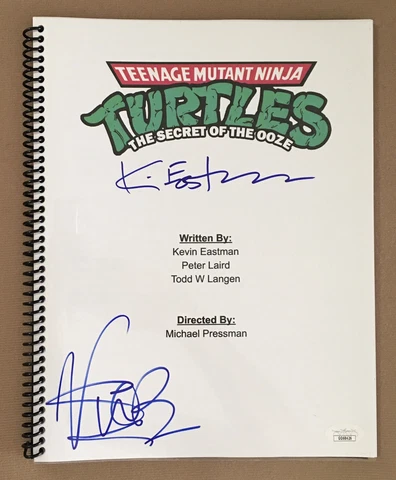 Vanilla Ice & Kevin Eastman Signed TMNT Secret Of The Ooze Script. Beckett COA Cover