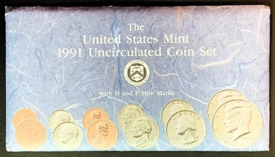1991 Uncirculated Coin Set Philadelphia and Denver Mint - Original Mint Envelope - Image 1 of 4