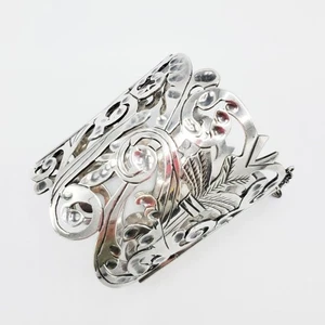 .950 Fine Sterling Vintage Hand Made Pierced Cuff Bracelet Mexico ? - Picture 1 of 8