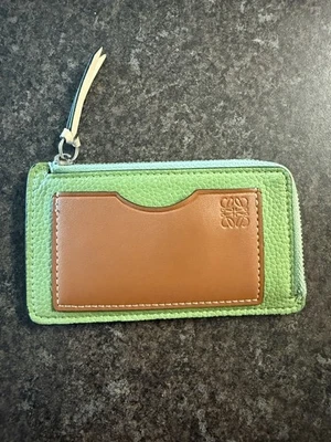 Loewe L-образный держатель для монет из телячьей кожи с коробкой зеленый коричневый б/у - Изображение 1 из 4