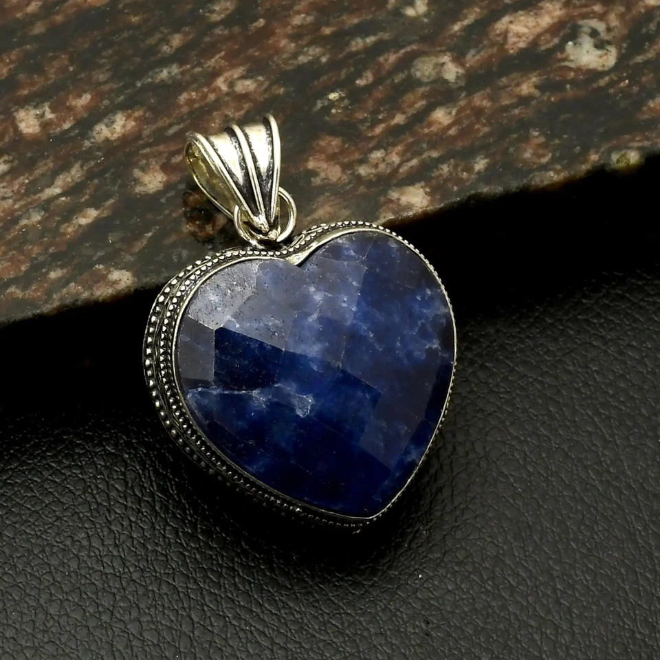 Pingente de pedra preciosa de safira simulada design étnico antigo joia 2,2" AP-41218 - Imagem 1 de 1