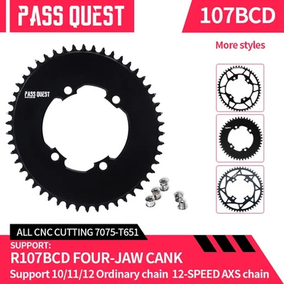107BCD Road Bicycle Crankset Chainrings 42T-58T Round Oval 4-bolt Chainwheels - Image 1 of 4