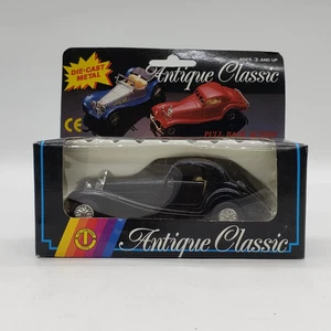 Coche clásico antiguo fundido a presión acción retroceso Tai Cheong Toys (negro) - Imagen 1 de 11