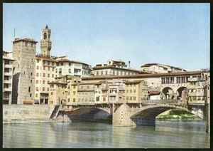 Florenz Italien Ponte Vecchio Die alte Brücke Hotel Continental Vintage Postkarte - Bild 1 von 3