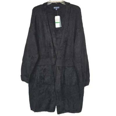 Cárdigan suéter Democracy negro largo difuso talla L Foto 1 de 4