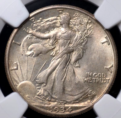 1934 S WALKING LIBERTY HALF DOLLAR NGC MS 63 NICE AND ORIGINAL SLIGHTLY GREYING - Image 1 of 4