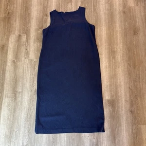 Coldwater Creek 100% Silk Navy Blue Sleeveless Sheath Dress Women’s 20 - Picture 1 of 16