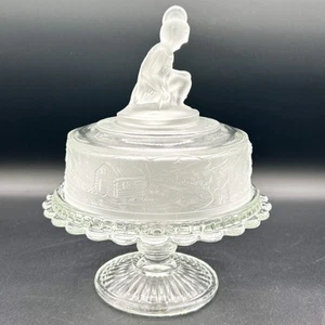 Vintage LG Wright Westward Ho Covered Butter Compote Satin Glass Cabinet Chic - Picture 1 of 18