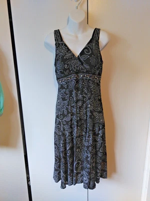 Y2k Madison Leigh Babydoll Midi Dress Embelished Empire Waist Floral Romantic 8P - Image 1 of 4