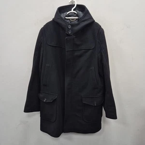 Barbour Wool Country Black Winter Duffle Heavy Warm Jacket Coat Size XL C 42 - Picture 1 of 10