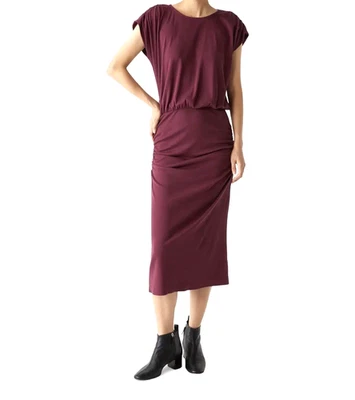 Nuevo con etiquetas Vestido MICHAEL STARS Ultra Costilla Modal Elastizado Tejido Reuncido Remolacha Pippa M Foto 1 de 4