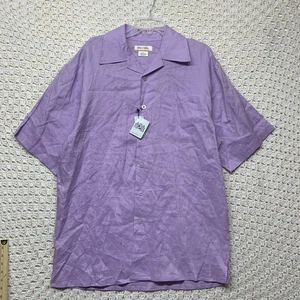 Daniel Elissa 100%Linen Shirt Men’s Sz L Purple Short Sleeves Button Up - Picture 1 of 10