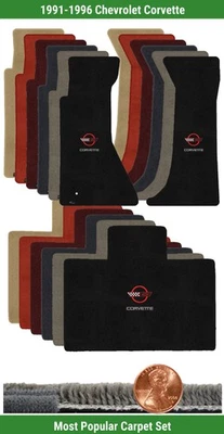 Juego de alfombrillas Ultimat personalizadas para Chevy Corvette 91-96 con logotipo (3 piezas) #G82 Foto 1 de 4
