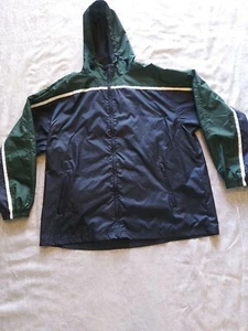 Men's Croft & Barrow Sport Windbreaker Full Zip Size Large Navy Blue And Green - Picture 1 of 9