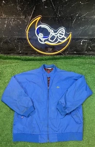 Vintage Izod Lacoste Mens Bomber Jacket Mens X-Large XL Blue Plaid Lining - Picture 1 of 8