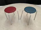 Eb2357 Two Steel Industrial Stools With Circular Seats Vintage Stackable Mdin