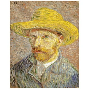 Van Gogh, autorretrato con sombrero de paja IMÁN NEVERA, 1888 reproducción de bellas artes - Imagen 1 de 7