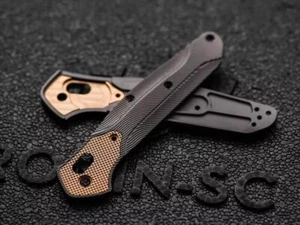 1 Pair Titanium Inlaid With Brass Handle Scales for Benchmade 940 Osborne Knives - Picture 1 of 5