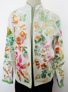 Stunning Florissant New York Silk India Art Jacket Applique & Lined Size Med - Picture 1 of 4