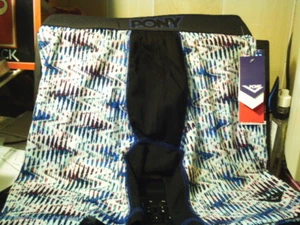 1 PR. PONY WHITE W/ COLORFUL "STATIC" DESIGN "SILKY" KNIT BOXER SHORTS ~SIZE M - Picture 1 of 2