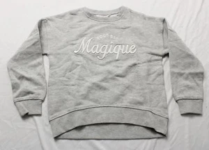 Mango Girls' Long Sleeve Embroidered Message Sweatshirt DD7 Grey Size 7-8 NWT - Picture 1 of 3