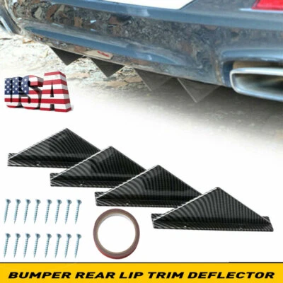 4Pcs Car Rear Bumper Diffuser Shark Fin Curved Spoiler Lip Wing Splitter Kits US Foto 1 de 4