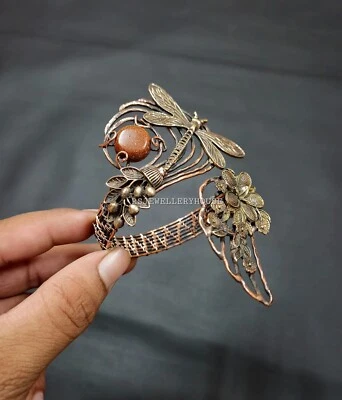 Bracelete ajustável feito à mão com fio de pedra do sol joia de cobre para presente - Imagem 1 de 4