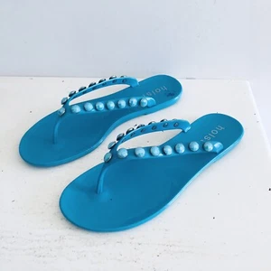 Holster Women's Thongs Embellished Turquoise Blue Jelly Vacation Size 9 EU 40 - Bild 1 von 12