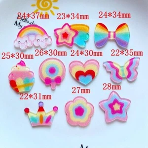 Mini Rainbow Lollipop Kawaii Resin Butterfly Heart Cabochon Embellishments 10pcs - Picture 1 of 23