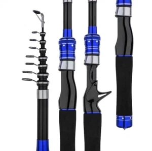 Power Telescopic Rock Fishing Rod 1.5M-2.4M Carbon Fiber Spinning Fishing Poles - Picture 1 of 46