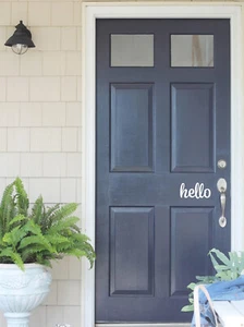 Cute Hello White Color Script Font Door Vinyl Decal for Front Door! 3.5" x 7.5" - Picture 1 of 2