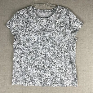 Athleta Tee Womens L Petite Organic Daily Animal Printed Gray Leopard T-shirt - Picture 1 of 6