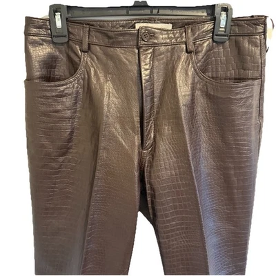 Pantalones de cuero marrón para mujer Real Clothes con patrón de serpiente talla 10 nuevos sin etiquetas Foto 1 de 4