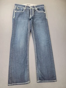 Pantalones de mezclilla negros con hebilla para hombre 36x32 lavado medio 7 calce puntada en contraste bolsillos con solapa - Imagen 1 de 15