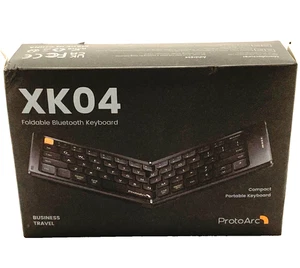 ProtoArc Foldable Compact Bluetooth Keyboard with Phone Holder, Gray XK04 - Picture 1 of 6