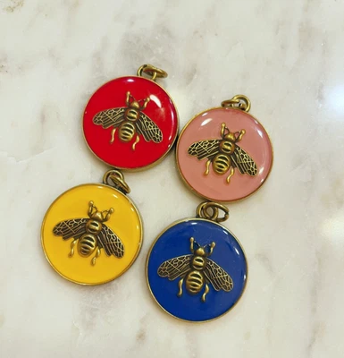 Designer Gucci Bee Pendant | Bundle of 4 - Red, Blue, Yellow, Blue, Pink - Image 1 of 2