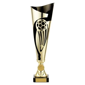 Coppa Calcio Campioni Oro e Nero Premio 325mm Trofeo Incisione Omaggio - Foto 1 di 2