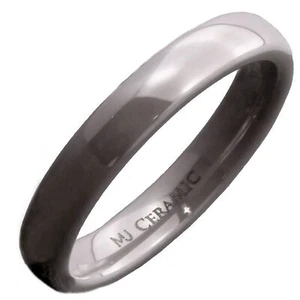 Ceramic Wedding Band Polished 4mm Ring Gray, Green, Dark Blue, Purple or Brown - Picture 1 of 18