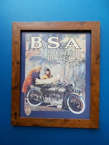BSA MOTOR CYCLES ADVERTISING PRINT FRAMED - Picture 1 of 1