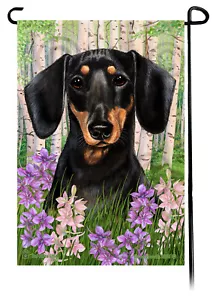 Dachshund Smooth Spring Flowers Garden Flag - Picture 1 of 12