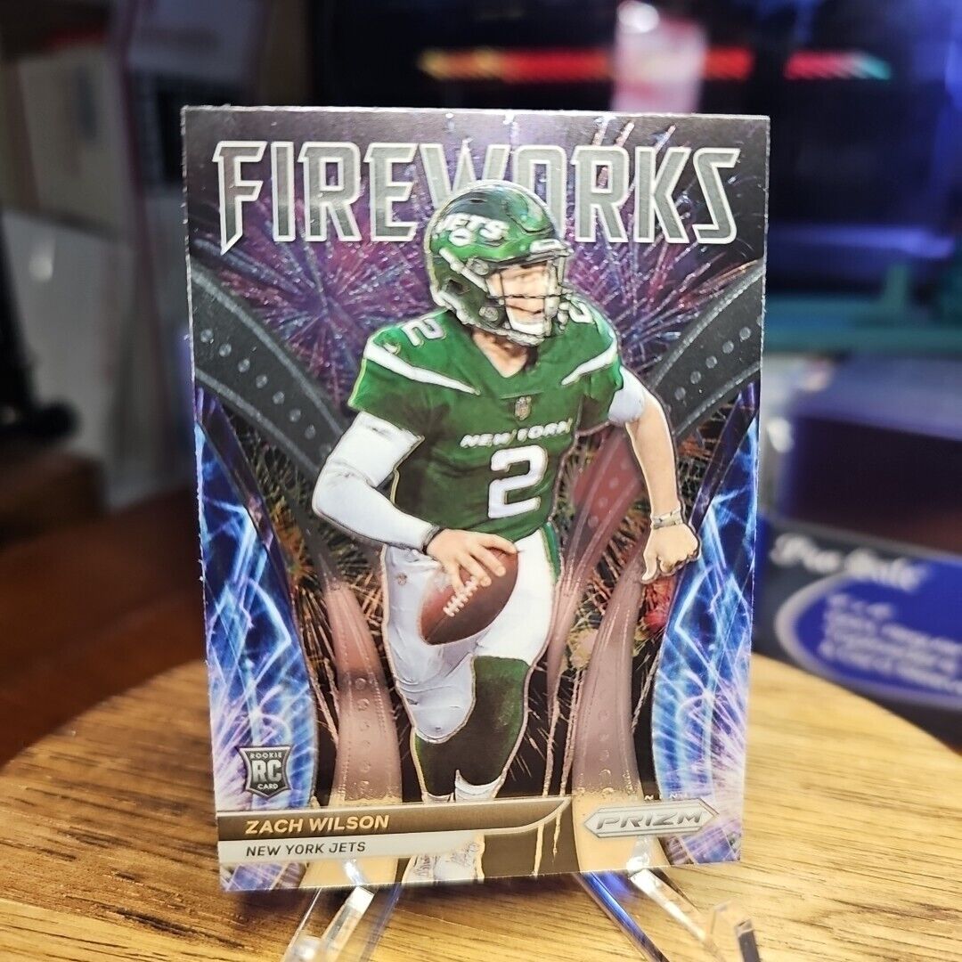 2021 Panini Prizm Football #F-22 Zach Wilson Fireworks Rookie RC New York Jets