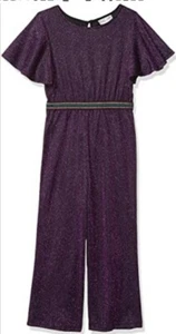 Emily West Girls Fuchsia Sparkle Knit Flutter Sleeve Jumpsuit Fushia US 8 New - Picture 1 of 5