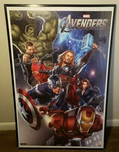 RETRO MARVEL AVENGERS "WHOLE SQUAD" 36×24 FRAMED POSTER - Picture 1 of 12
