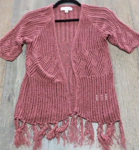 Knox Rose Kimono Top Womens Small Pink Short Sleeve Open Knit Casual BOHO - Picture 1 of 8