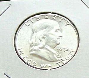 1954 P 50C Franklin Half Dollar UNC 50 Cents Silver Full Bell Lines Orig Owner - Picture 1 of 6