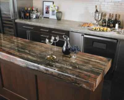 Brown Petrified Agate Wood Console Countertop, Kitchen Bar Countertop Decor - Image 1 of 4