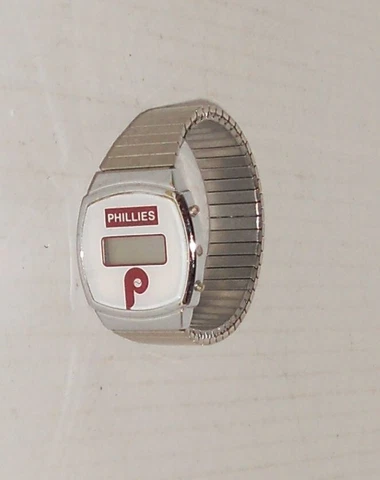 Old Philadelphia Phillies Baseball Digital Wristwatch Silver Stretch Wristband Cover